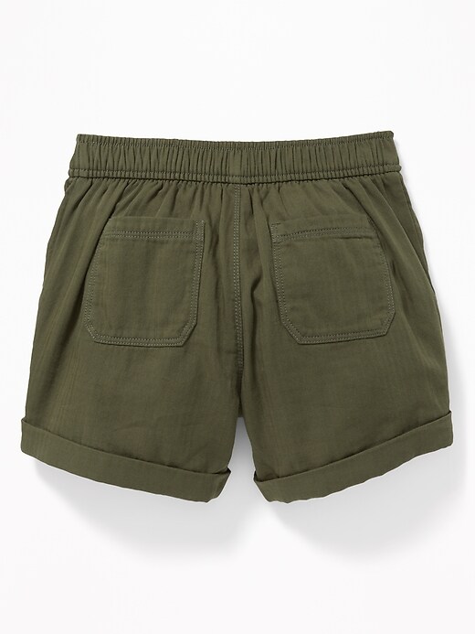 View large product image 2 of 3. Herringbone-Twill Utility Pull-On Shorts for Girls