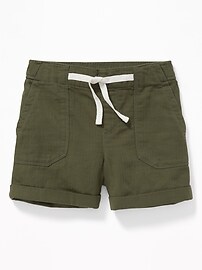 View large product image 3 of 3. Herringbone-Twill Utility Pull-On Shorts for Girls