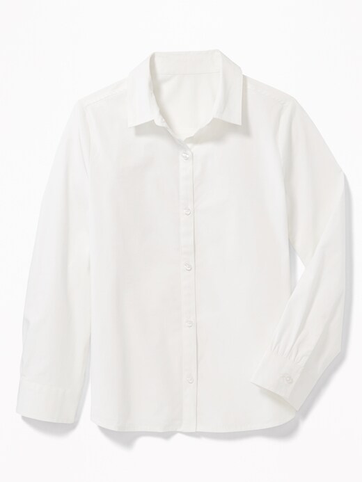 View large product image 1 of 3. Uniform Long-Sleeve Poplin Shirt for Girls