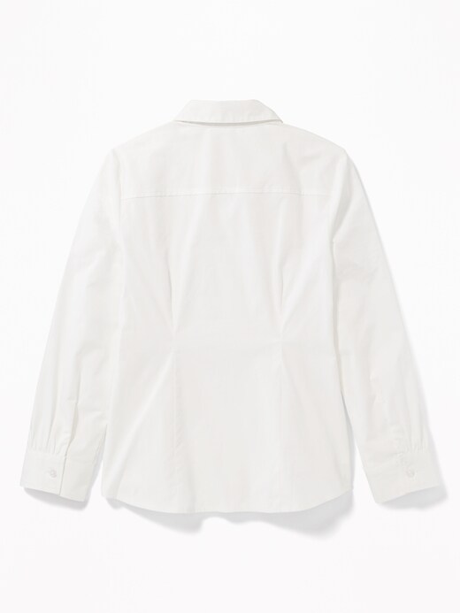 View large product image 2 of 3. Uniform Long-Sleeve Poplin Shirt for Girls