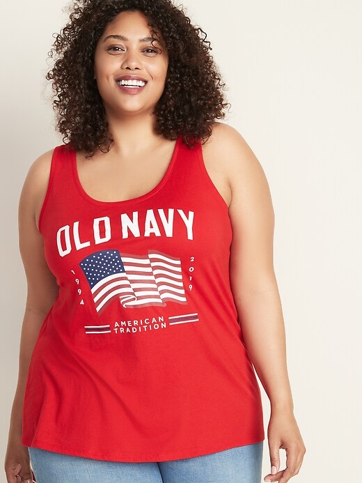 View large product image 1 of 1. EveryWear 2019 Flag-Graphic Plus-Size Tank