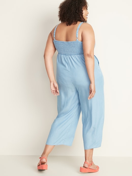 Image number 2 showing, Chambray Square-Neck Plus-Size Cami Jumpsuit