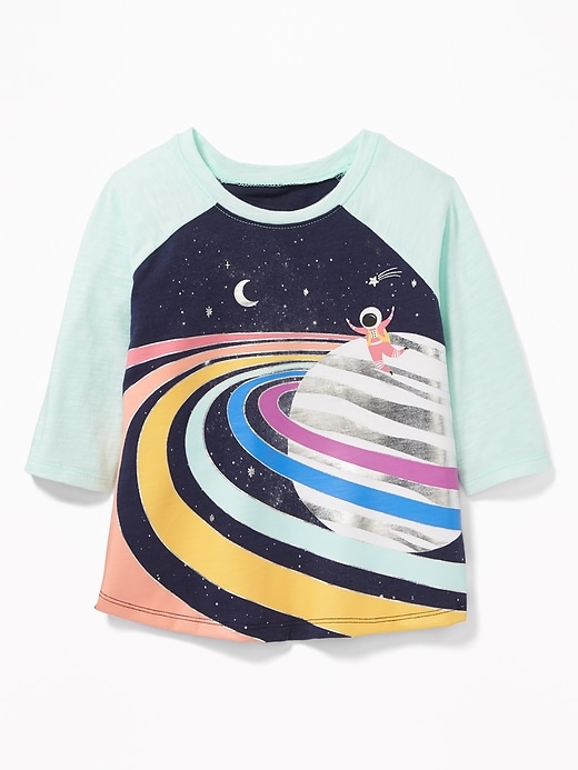 View large product image 1 of 2. Relaxed Graphic Raglan Tee for Toddler Girls