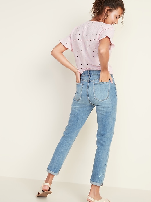 Image number 2 showing, Mid-Rise Boyfriend Distressed Jeans for Women
