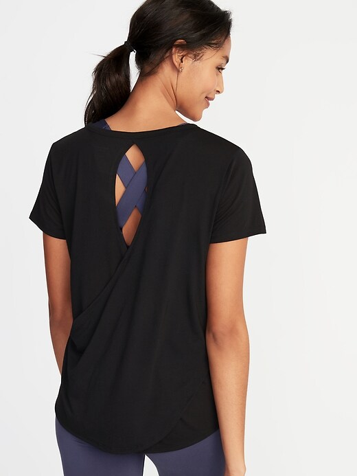 Image number 1 showing, Relaxed Cutout-Back Performance Tee for Women