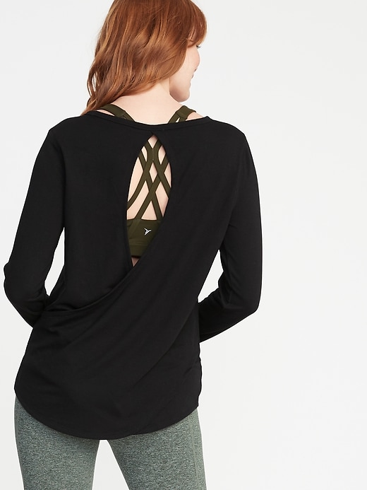 Image number 1 showing, Relaxed Cutout-Back French Terry Top for Women