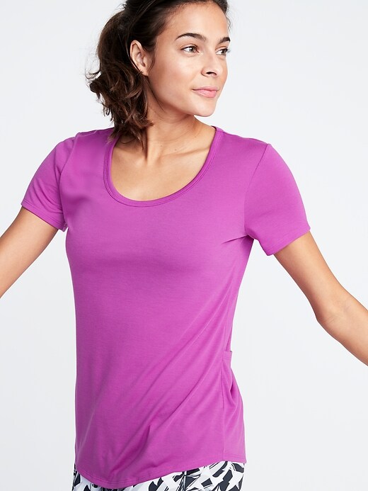 Image number 2 showing, Relaxed Cutout-Back Performance Tee for Women