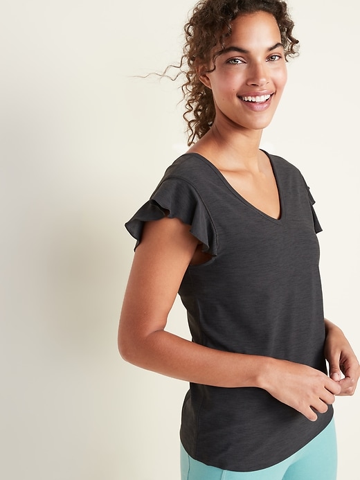 View large product image 1 of 1. Breathe ON Relaxed Ruffle-Trim Tee for Women