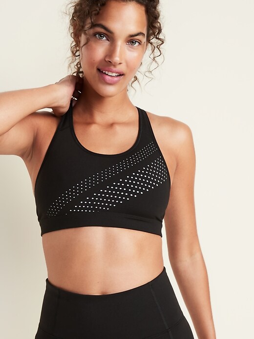 View large product image 1 of 1. Medium-Support Laser-Cut Sports Bra for Women