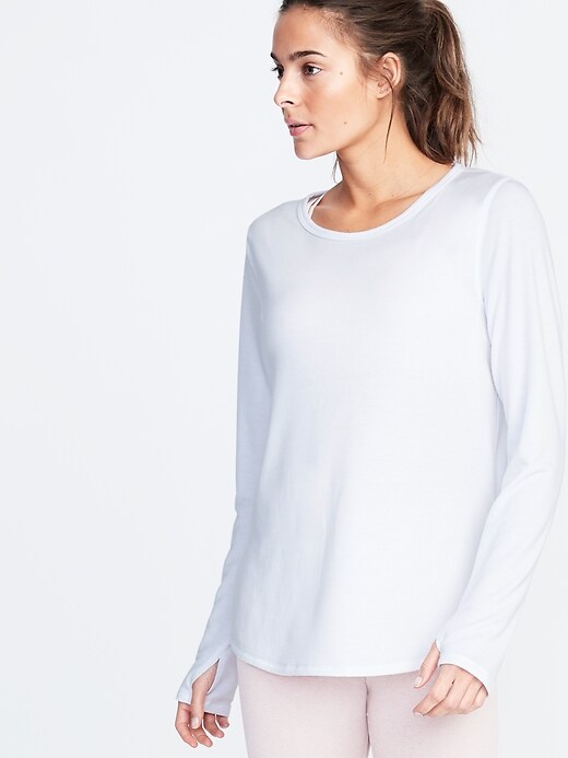 Image number 2 showing, Relaxed Cutout-Back French Terry Top for Women