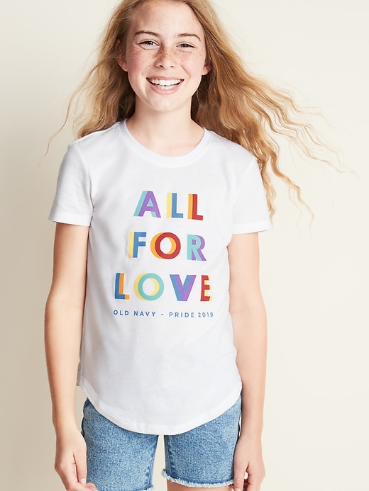 View large product image 1 of 1. 2019 Pride "All For Love" Tee For Girls