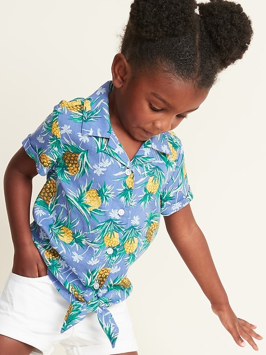 View large product image 1 of 4. Printed Tie-Hem Getaway Shirt for Toddler Girls