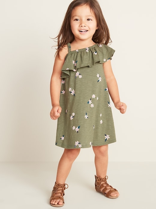 View large product image 1 of 3. Floral One-Shoulder Swing Dress for Toddler Girls