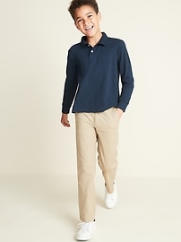 View large product image 3 of 3. School Uniform Long-Sleeve Polo Shirt for Boys