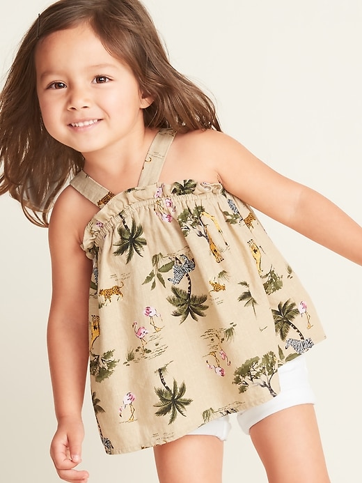 View large product image 1 of 4. Printed Linen-Blend Tank for Toddler Girls