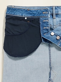 View large product image 3 of 3. High-Waisted Secret-Slim Pockets Button-Fly Plus-Size Jean Skirt