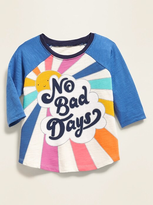 View large product image 1 of 1. Relaxed Graphic Raglan Tee for Toddler Girls