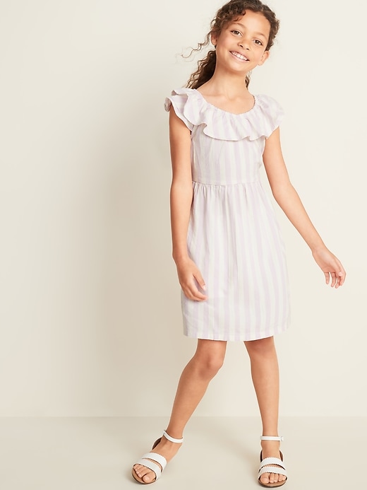 View large product image 1 of 1. Fit & Flare Ruffle-Trim Dress for Girls
