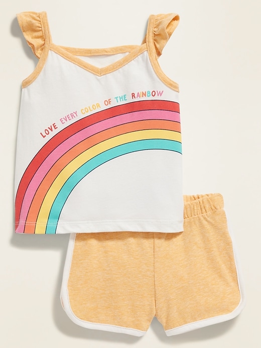 View large product image 1 of 2. Graphic Pocket Tank & Dolphin-Hem Shorts Set for Baby