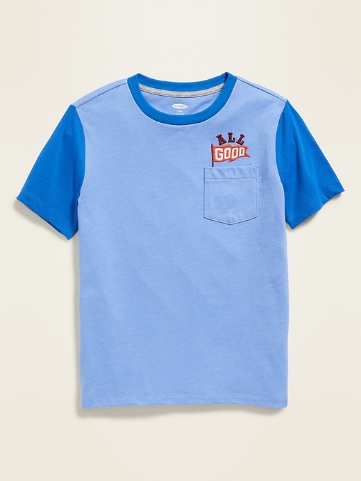 View large product image 1 of 3. Embroidered-Graphic Pocket Tee For Boys