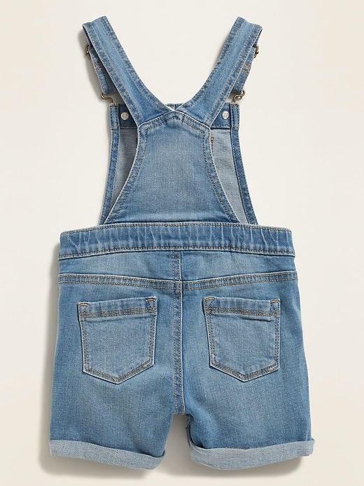 View large product image 2 of 2. Cuffed Denim Shortalls for Toddler Girls