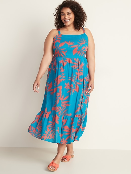 View large product image 1 of 1. Fit & Flare Plus-Size Tiered Maxi Dress