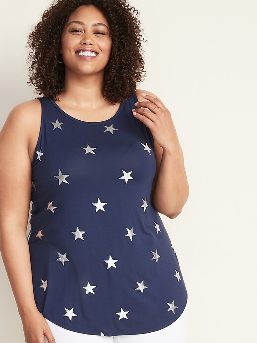 Image number 1 showing, Luxe Plus-Size Star-Print Swing Tank