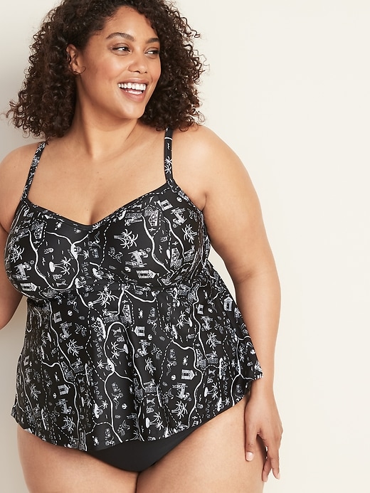 View large product image 1 of 1. Bandeau Underwire Plus-Size Tankini Swim Top