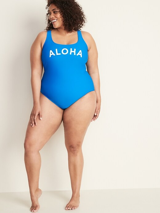 Image number 3 showing, Secret-Slim Graphic Plus-Size Swimsuit