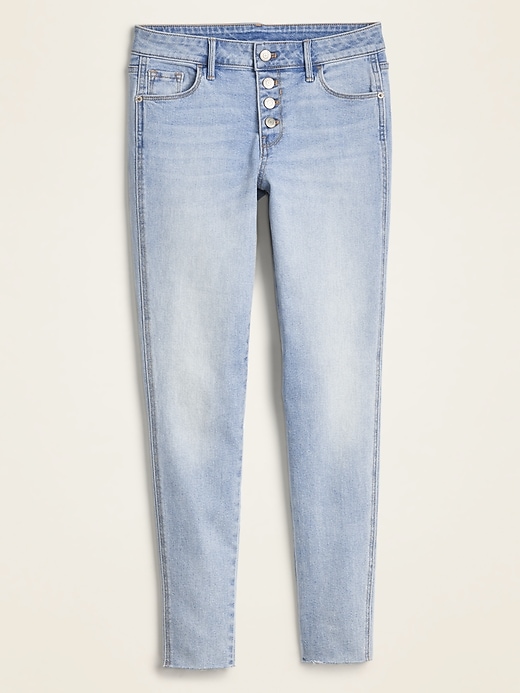Image number 5 showing, Mid-Rise Button-Fly Raw-Edge Rockstar Ankle Jeans for Women