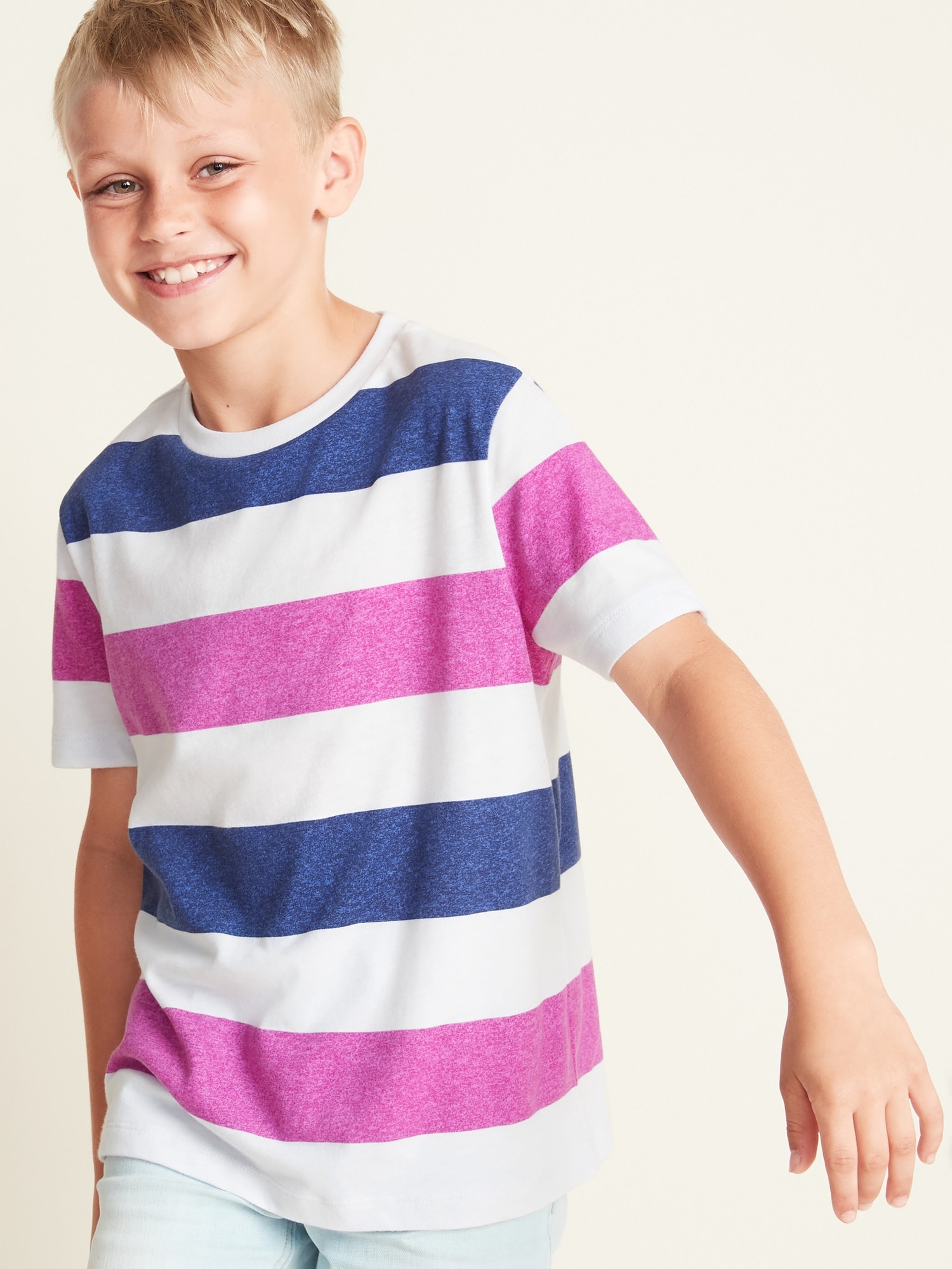 | Navy Bold-Stripe T-Shirt Boys Softest For Old