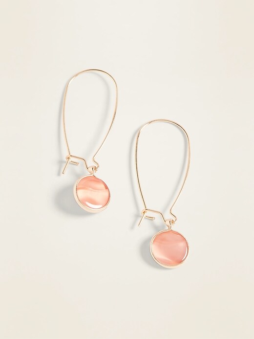 View large product image 1 of 2. Teardrop Coral-Stone Drop Earrings for Women