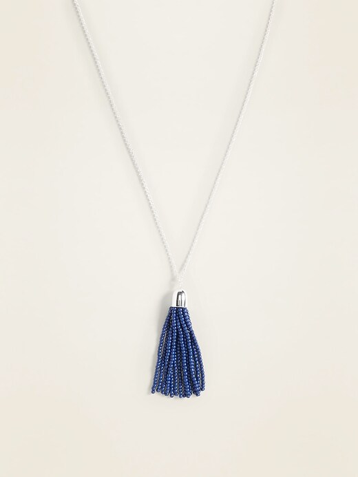 View large product image 1 of 2. Beaded Tassel Chain Necklace for Women