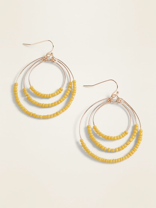 View large product image 1 of 2. Tiered Beaded Hoop Earrings for Women