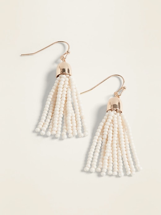 View large product image 1 of 2. Beaded Tassel Drop Earrings for Women