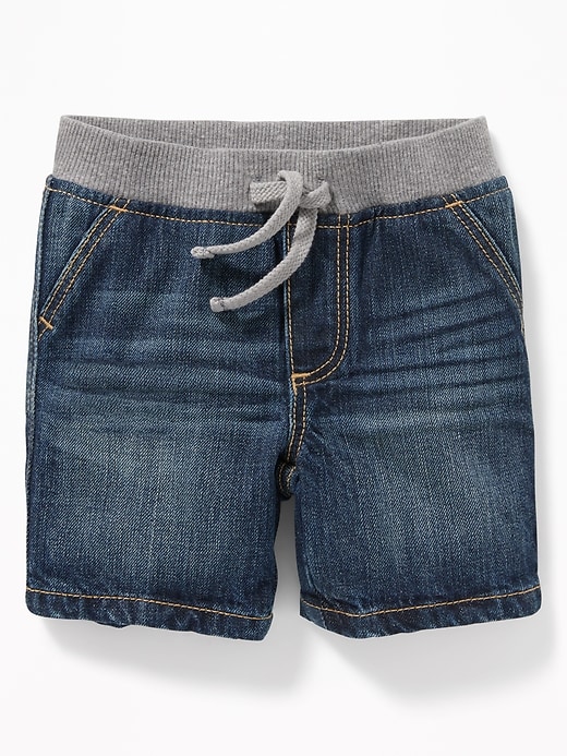 View large product image 1 of 2. Rib-Knit Waist Jean Shorts For Baby