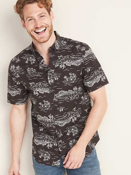 View large product image 1 of 1. Slim-Fit Built-In Flex Printed Everyday Shirt