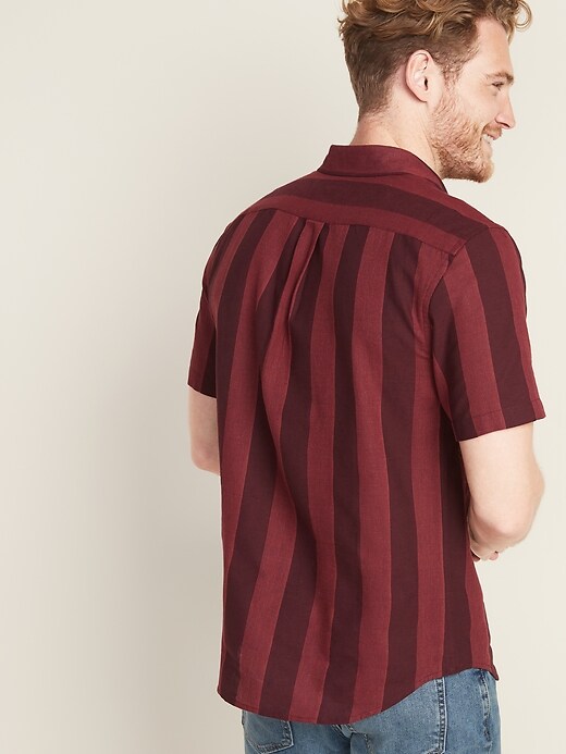 Image number 2 showing, Slim-Fit Linen-Blend Dobby-Stripe Shirt