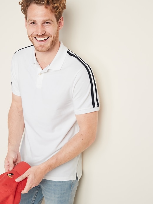 View large product image 1 of 1. Moisture-Wicking Sleeve-Stripe Pro Polo