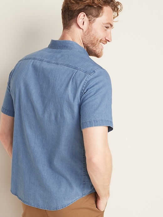 Image number 2 showing, Slim-Fit Built-In Flex Chambray Shirt