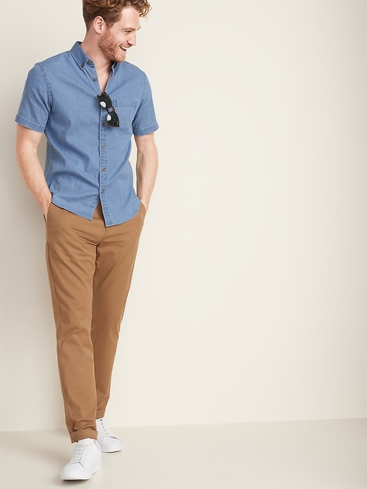 Image number 3 showing, Slim-Fit Built-In Flex Chambray Shirt