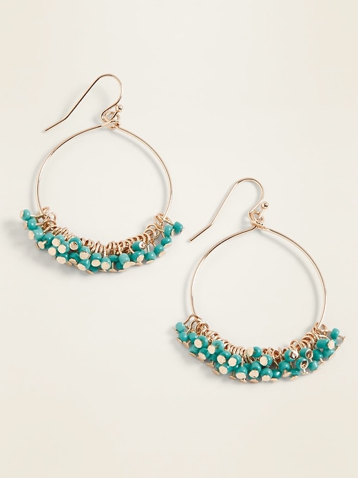 View large product image 1 of 2. Beaded Hoop Earrings for Women