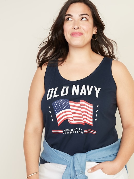 Image number 1 showing, EveryWear 2019 Flag-Graphic Plus-Size Tank