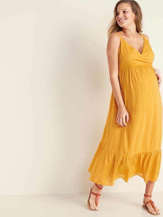 Image number 1 showing, Maternity Sleeveless Wrap-Front Maxi Dress