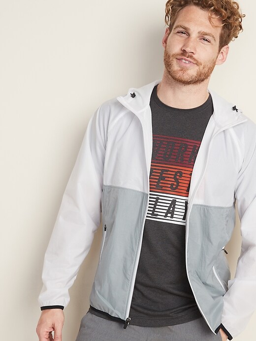 Image number 1 showing, Color-Blocked Mesh-Lined Nylon Windbreaker
