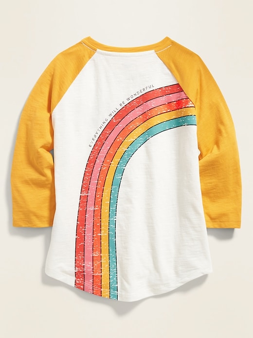 View large product image 2 of 2. Graphic 3/4-Length Raglan-Sleeve Tunic Tee for Girls