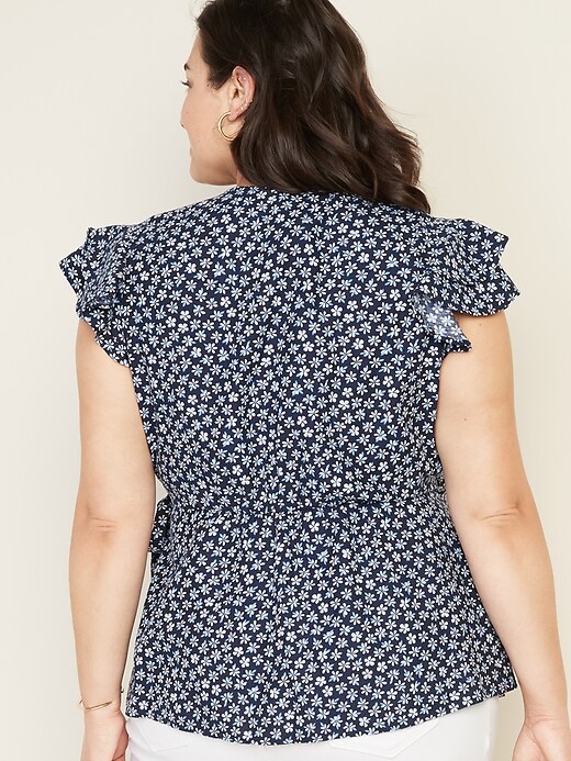 Image number 2 showing, Wrap-Front Plus-Size Floral Top