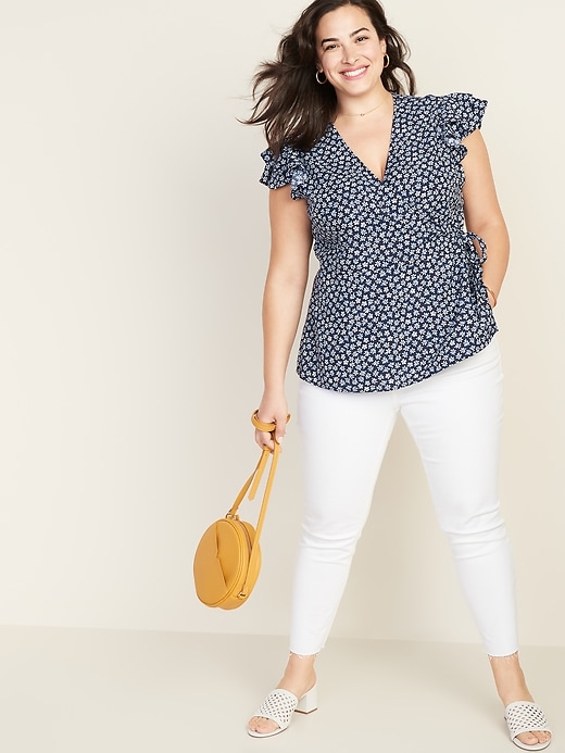 Image number 3 showing, Wrap-Front Plus-Size Floral Top