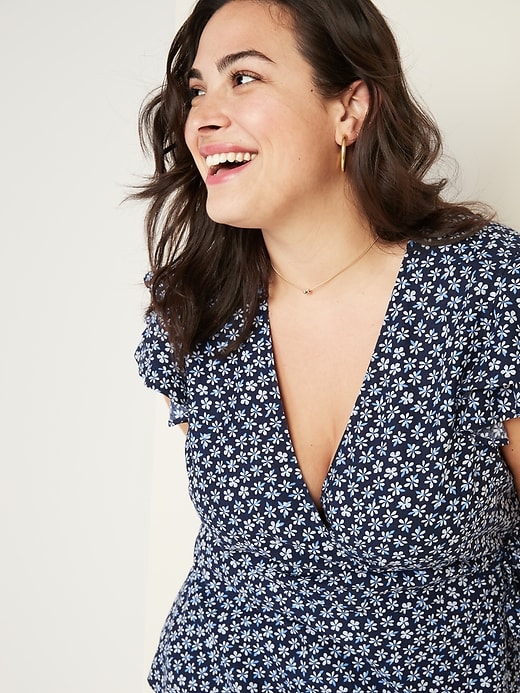 Image number 4 showing, Wrap-Front Plus-Size Floral Top