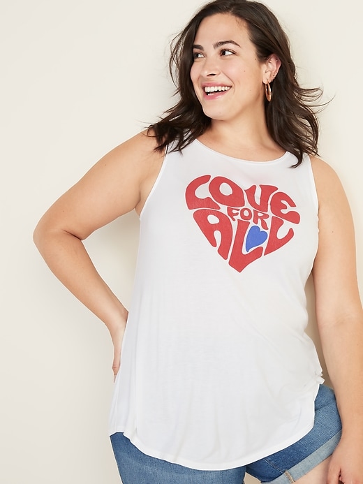 Image number 1 showing, "Love For All" Graphic Luxe Plus-Size Tank